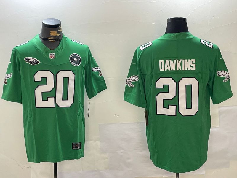 Men Philadelphia Eagles #20 Dawkins Green Throwback 2024 Nike Vapor Limited NFL Jersey style 3